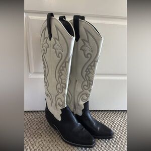 Elegant Black and White Western Boots